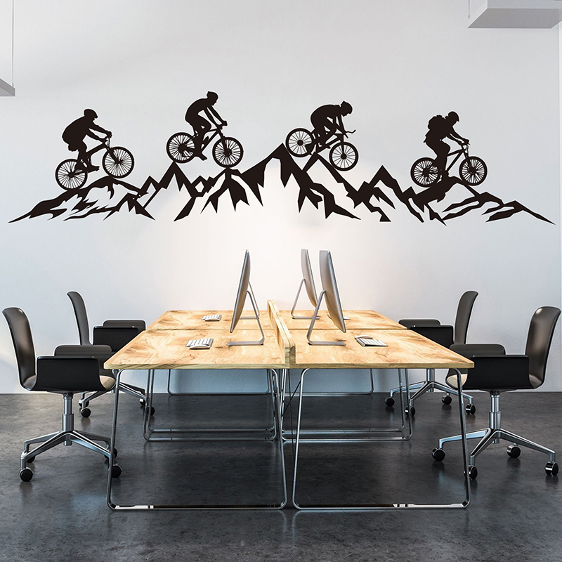 Mountain Biking Sport - Grand autocollant mural en vinyle pour