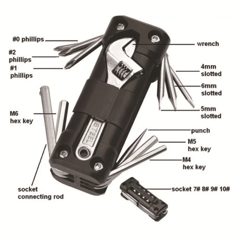 Mountain Biking Equipment - Kit d'outils de réparation multifonctionnel pliable,