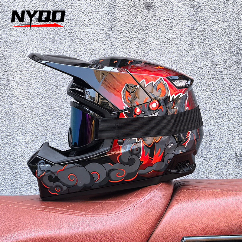 Mountain Biking Full Face Helmet - Orz casque tout-terrain trois pièces descente